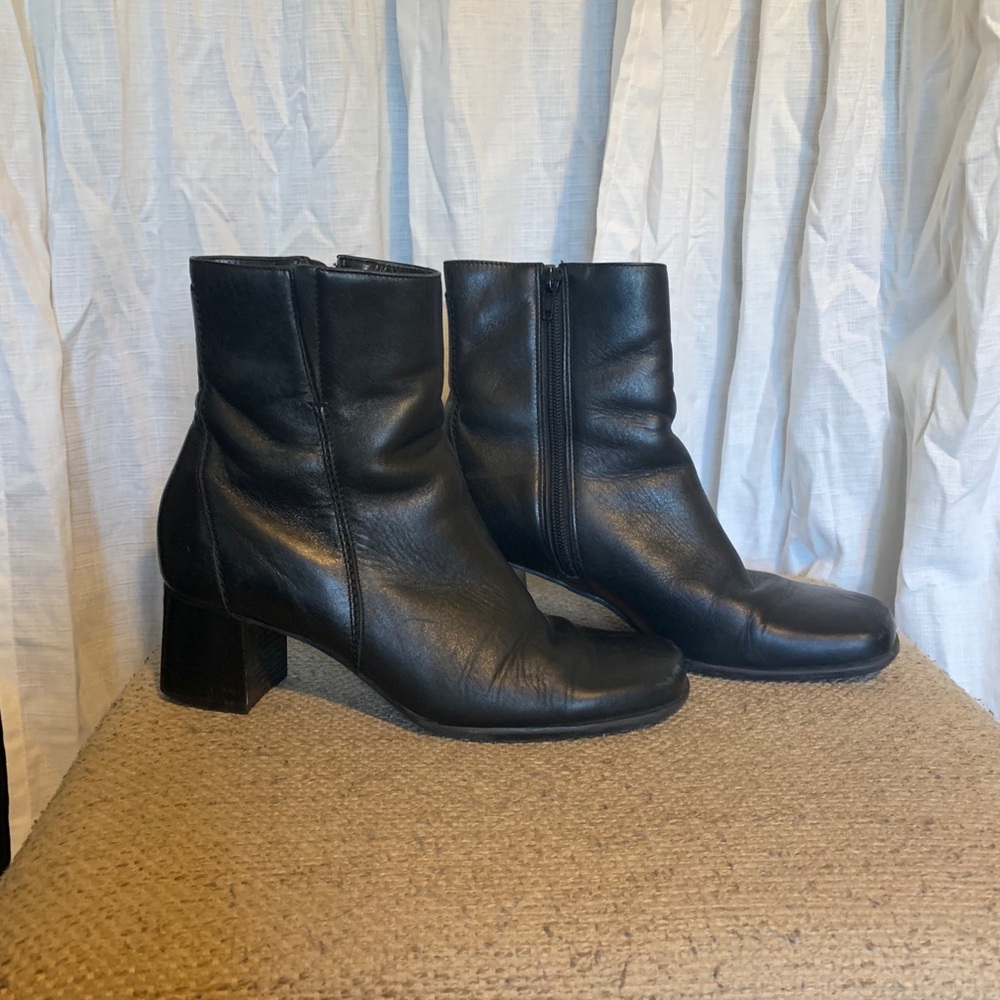 Vintage Black Leather Ankle Boots